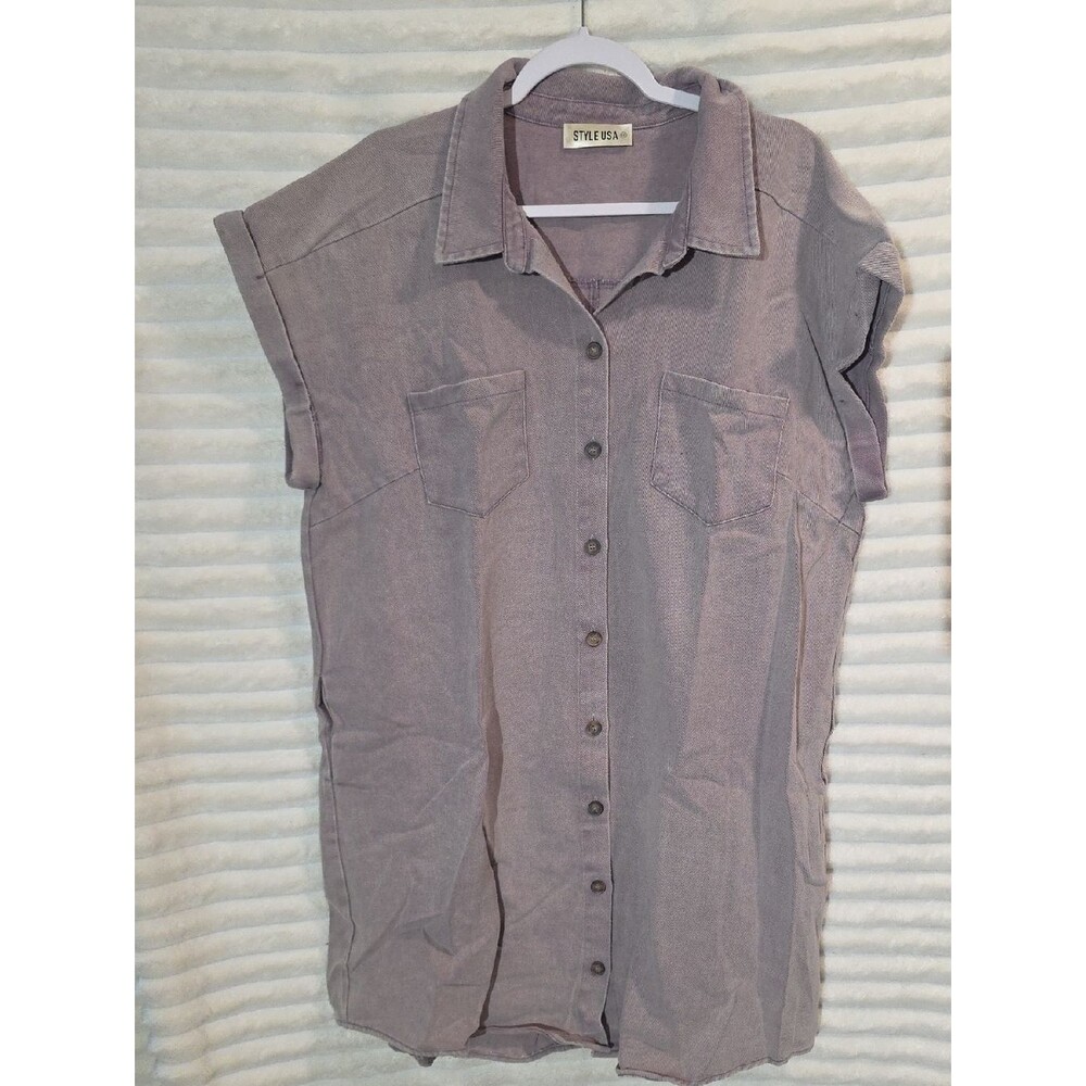 0159 Style USA Dusty Mauve Button-Up Shirt Dress